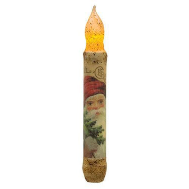 6 Burnt Ivory Joyful Santa Timer Taper - The Fox Decor